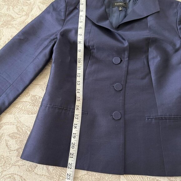 Talbots Blazer Silk/ Wool Navy Blue Blazer Lined Long Sleeve size 6 - Picture 8 of 11